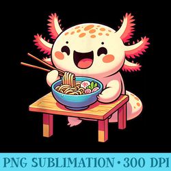 axolotl eating ramen - png picture download