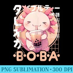 axolotl boba tea kawaii bubble tea axolotl anime neko - exclusive png designs