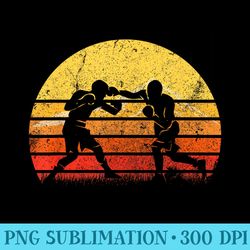 vintage retro boxing player boxer silhouette sun distressed - high quality png download