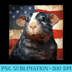 guinea pig america flag illustration graphic - sublimation printables png download