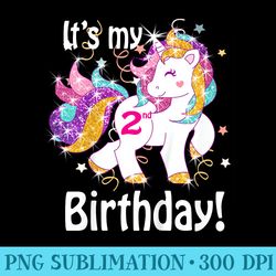its my 2nd birthday unicorn outfits for toddler girls gift - png download icon