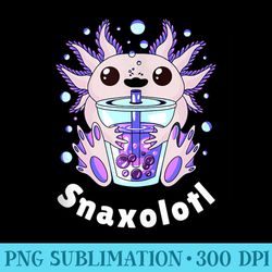 cute kawaii axolotl lover snaxolotl boba milk tea - png download artwork
