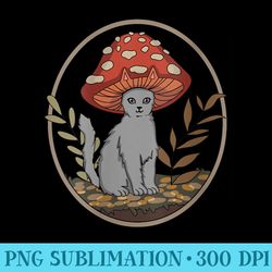 s cottagecore cats aesthetic cat mushroom hat kawaii - sublimation images png download