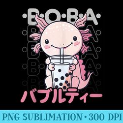 axolotl boba tea kawaii bubble tea axolotl anime neko - download shirt png