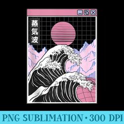 kanagawa wave japan digital landscape kawaii anime vaporwave - shirt illustration png