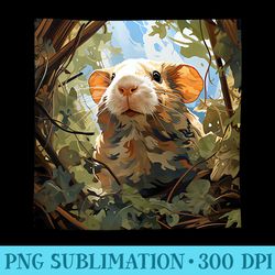 guinea pig leaves camouflage illustration graphic - ready to print png designs