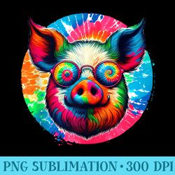 cool tie dye sunglasses pig graphic illustration art - png image library download