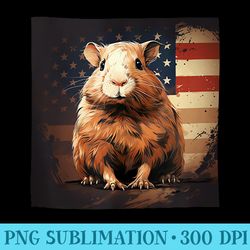 guinea pig america flag illustration graphic - sublimation png designs