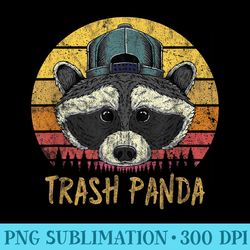 raccoon trash panda retro sunset funny vintage graphic print - trendy png designs