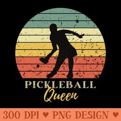 pickleball queen vintage retro player - high resolution png designs