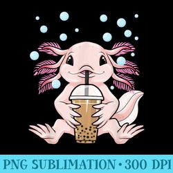 axolotl bubble tea kawaii axolotl milk tea boba tea - png download vector