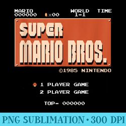 Nintendo Super Mario Retro NES Title Screen Vintage - Stylish Shirt PNG