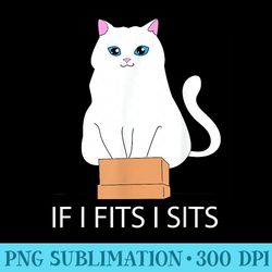 if i fits i sits, cat in a box cat meme, fat kitty - png design assets