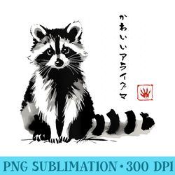 Kawaii Raccoon Anime Japanese Ink Style Funny Raccoon - Digital PNG Downloads