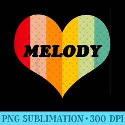 Girls Melody Retro Vintage Heart Name - Digital PNG Artwork