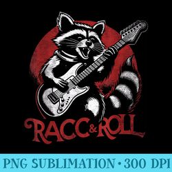 Racc And Roll Rock Raccoon Guitar Player Guitarist - Transparent Shirt Design