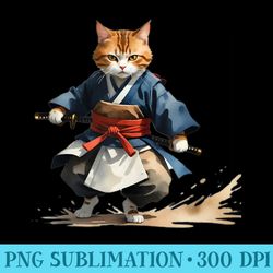 samurai cat kawaii anime japanese vintage tattoo graphic - shirt image download