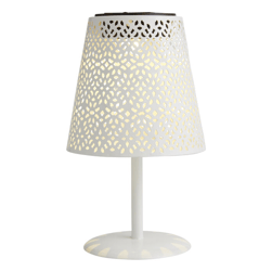 Punched Metal Shade Solar LED Table Lamp , color: White
