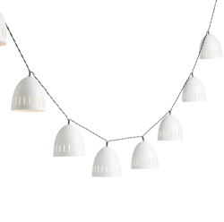 White Metal Dome Solar LED 10 Bulb String Lights