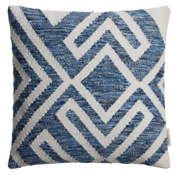 Blue and Ivory Geometric Indoor Outdoor Throw Pillow