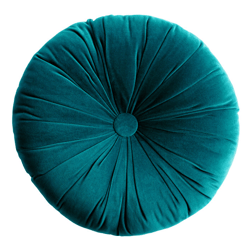 Round Tufted Velvet Throw Pillow , color: Shaded Spruce