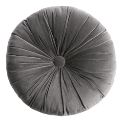 Round Tufted Velvet Throw Pillow , color: Forged Iron