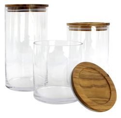 Glass Food Storage Canister With Acacia Wood Lid