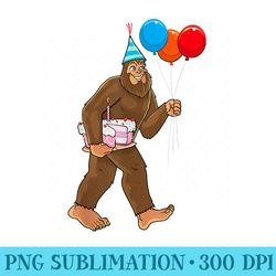 bigfoot its my birthday party hat balloons sasquatch - digital png artwork