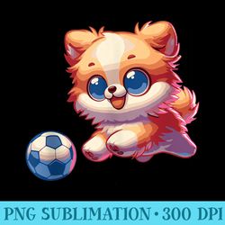 cute kawaii soccer dog cartoon football play for girl - transparent shirt clip art