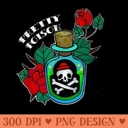 poison bottle skull and roses tattoo - high resolution png image download