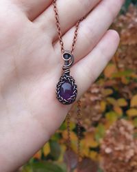 Beautiful Amethyst Pendant Copper Wire Wrapped Pendant Amethyst Gemstone Jewelry Wire Wrapped Pendant Jewelry Gift