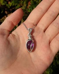 Natural Amethyst, Moonstone Pendant Copper Wire Wrapped Pendant Amethyst Moonstone Gemstone Pendant Personalized Jewelry