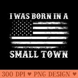 i was born in a small town vintage american flag - mug sublimation png - download right after purchase