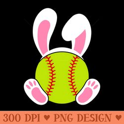 softball easter bunny with rabbit ears bunny feet - png download - immediate download