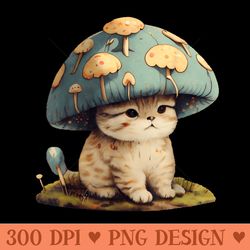 cottagecore cat mushroom hat aesthetic kawaii - exclusive png designs