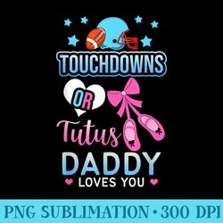 mens touchdowns or tutus gender reveal baby party announcement - transparent shirt mockup