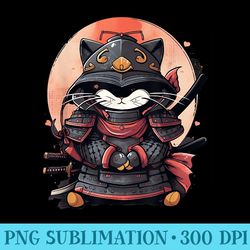 retro japanese cat samurai tattoo graphic ninja kawaii - high quality png files