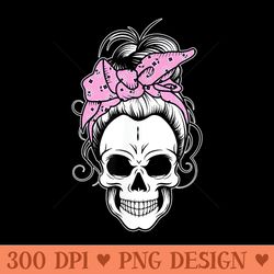 skull s for women messy bun hair bandana matching group - transparent png download