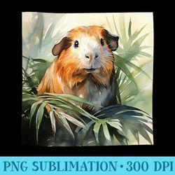 guinea pig palm leaves watercolor illustration graphic - png file download