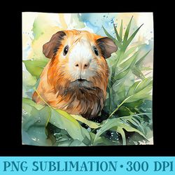 guinea pig palm leaves watercolor illustration graphic - transparent png collection