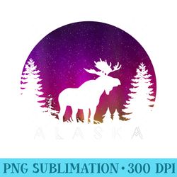 s alaska moose aurora borealis alaskan landscape photo - high resolution png graphic