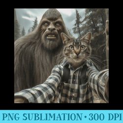 cat bigfoot sasquatch selfie photo funny retro classic humor - modern png designs