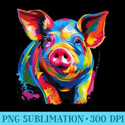 cool colorful pig portrait graphic - png graphic resource
