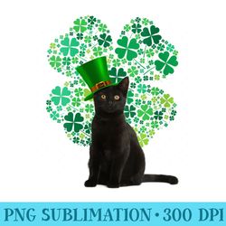 s black cat st patricks day leprechaun hat shamrock - printable png graphics