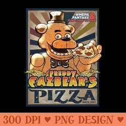 vintage freddy fazbears pizza - sublimation patterns png