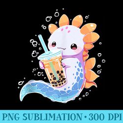 axolotl bubble tea boba milk tea kawaii anime lover - png image download
