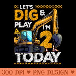 Birthday 2 Construction 2nd Birthday Excavator Birthday - PNG Prints