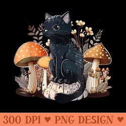cottagecore aesthetic cat with mushroom hat - png download with transparent background