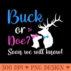 buck or doe deer gender reveal baby shower party idea - digital png artwork