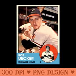 bob uecker vintage milwaukee baseball card - design png template